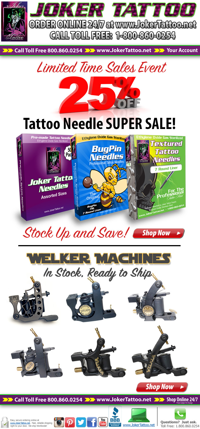 Tattoo Needle Super Sale, Save 25% now for a limited time at Joker Tattoo Supply