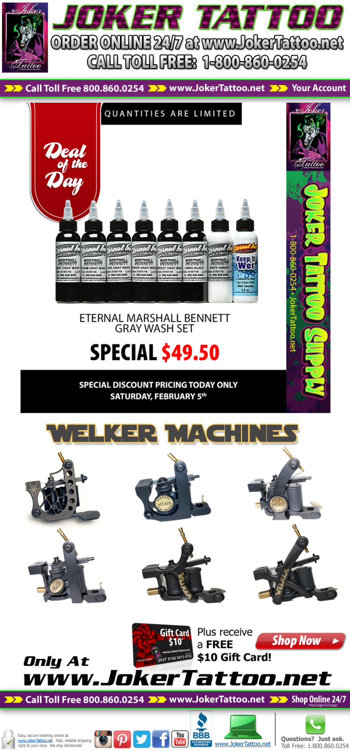 Today's Daily Deal is the Marshall Bennett Gray Wash Set by Eternal Tattoo Ink