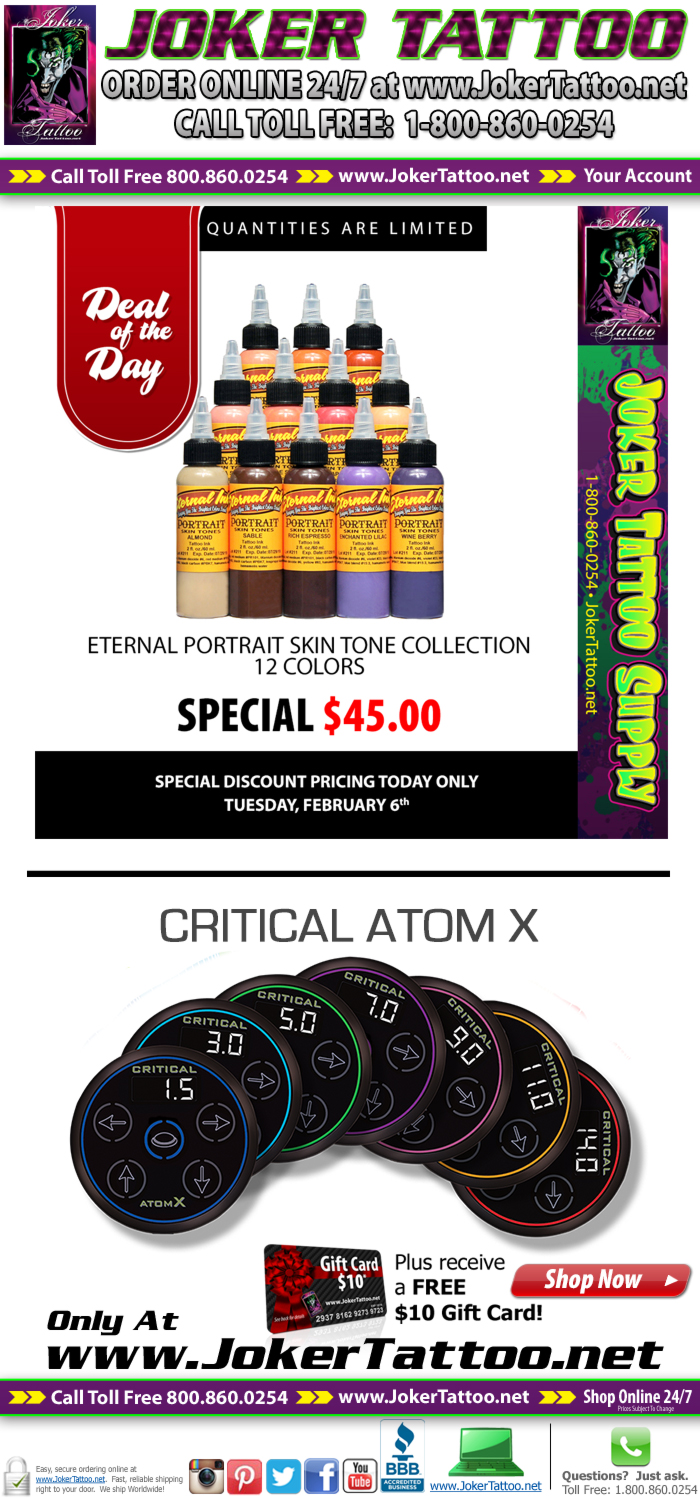 Today's Daily Deal is the 12 Color Portrait Set by Eternal Tattoo Ink