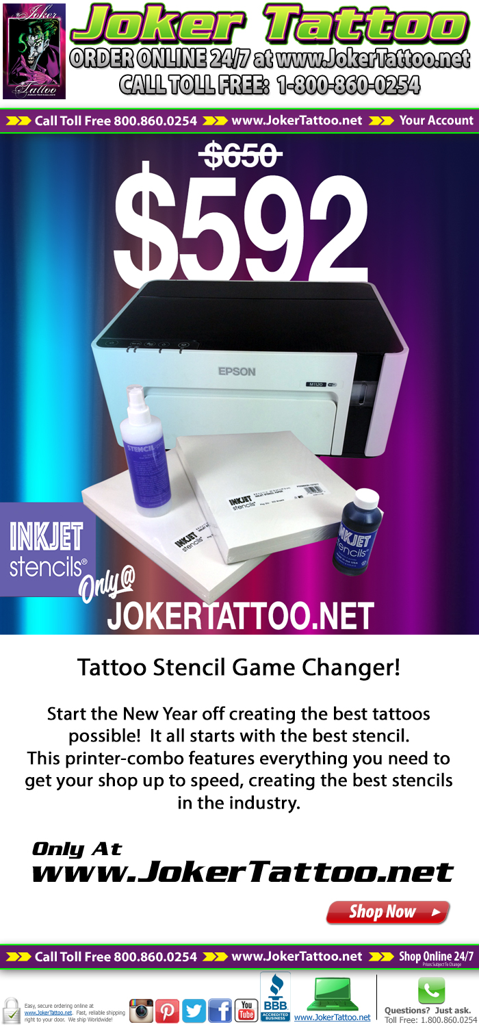 Tattoo Stencil Game Changer!  Start the New Year off creating the best tattoos possible!  It all starts with the best stencil.  This printer-combo features everything you need to get your shop up to speed, creating the best stencils in the industry. Only at Joker Tattoo Supply!