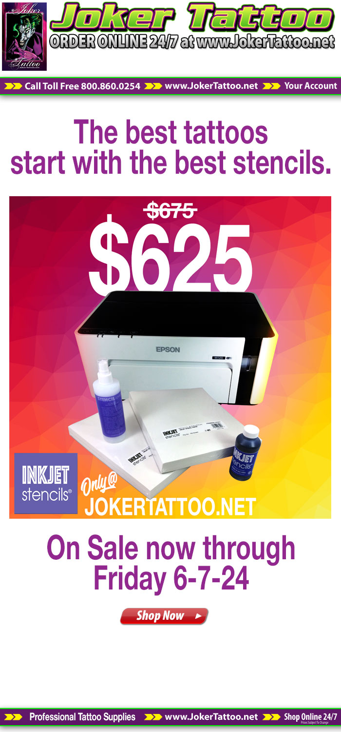 The best tattoos start with the best stencils. We have the InkJet Stencil Ink combo printer packages in-stock. Only at Joker Tattoo Supply
