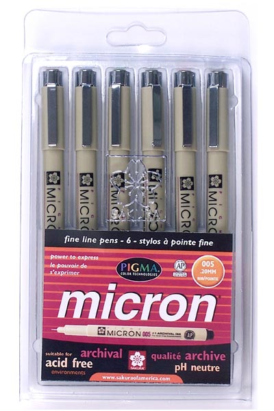 Pigma Micron 005, 6-color set, Joker Tattoo Supply